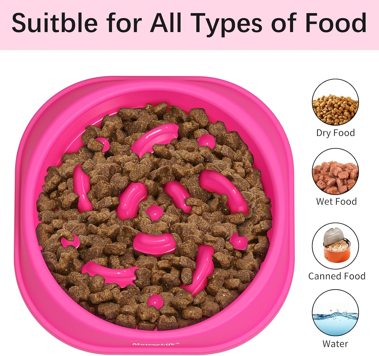MateeyLife Small Slow Feeder Cat Bowls, Anti-Choking Puzzle Cat Food Bowls, Non Slip Interactive Dog Feeding Slow Down Eating, Bloat Stop Maze Dishes Dog Feeder for Small Breeds 1 Cup Purple